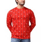 Generic Men's Casual Cotton Printed Round Neck Full Sleeve T-Shirt (Red)