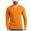 Generic Men's Casual Cotton Solid V Neck Full Sleeve T-Shirt  (Mustard)