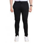 Generic Men's Casual Cotton Striped Full Length Track Pant (Black)