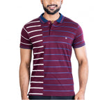 Generic Men's Casual Cotton Printed Polo Neck Half Sleeve T-Shirt (Purple)