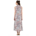 Generic Women's Polyester Chiffon Printed Sleeveless Dress (Multicolor)