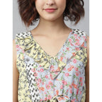 Generic Women's Polyester Peplum Sleeveless Above Knee Dress (Multicolor)