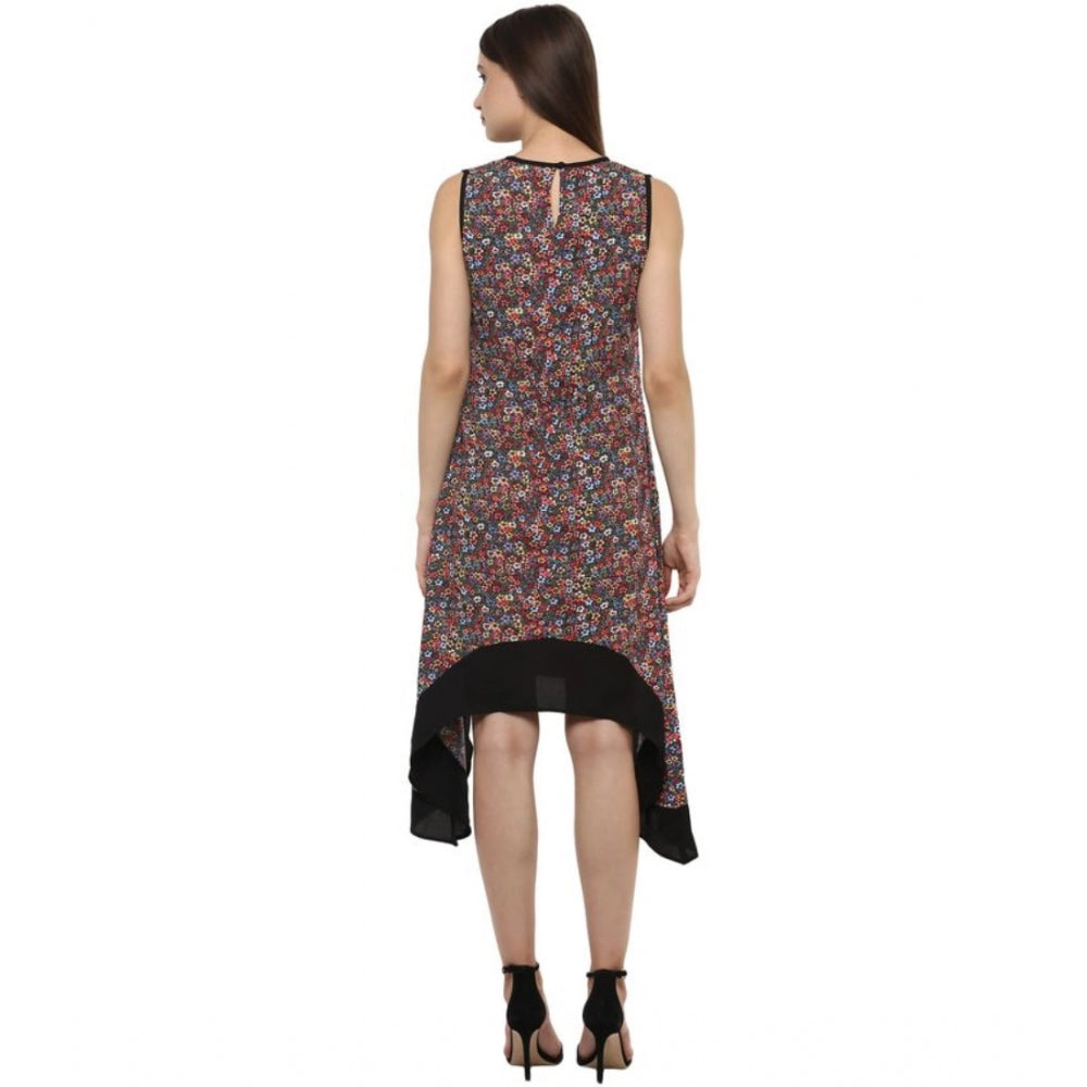 Generic Women's Polyester Printed Sleeveless Knee-Length Dress (Multicolor) Secondary image