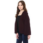 Generic Women's Polyester Solid Cape Sleeve Blazer (Wine)