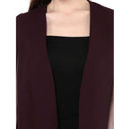 Generic Women's Polyester Solid Cape Sleeve Blazer (Wine)