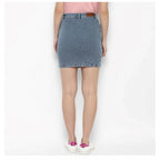 Generic Women's Denim Draw String Buttoned Skirt (Blue)
