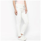 Generic Women's Denim Solid Buttoned Jeans (White)