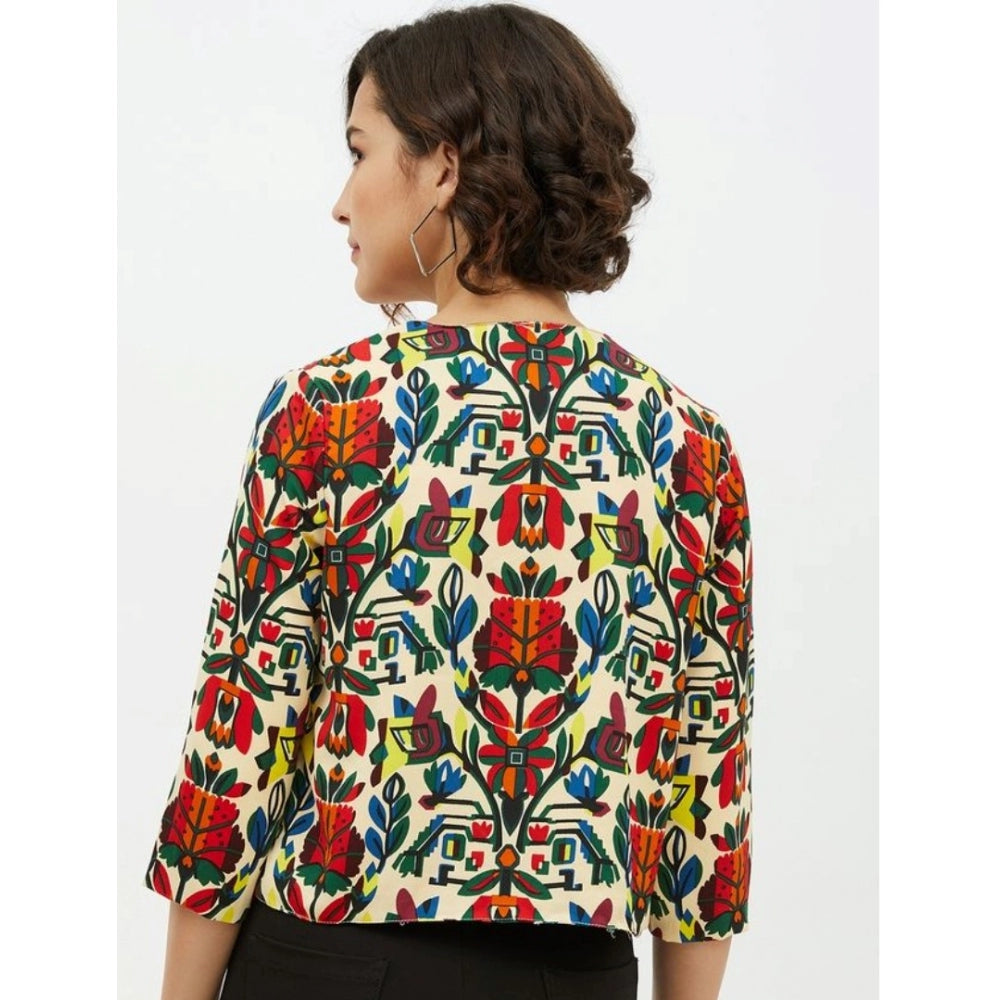 Generic Women's Polyester Floral 3-4th Sleeves Shrug (Multicolor) Secondary image