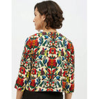 Generic Women's Polyester Floral 3-4th Sleeves Shrug (Multicolor)