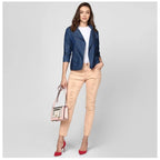 Generic Women's Denim Solid 3-4th Sleeves Top (Blue)