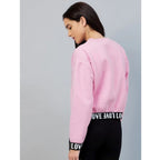 Generic Women's Fleece Solid Long Sleeves Sweatshirt (Pink)