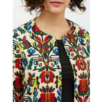 Generic Women's Polyester Floral 3-4th Sleeves Shrug (Multicolor)