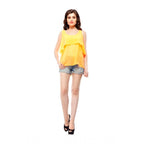 Generic Women's Polyester Solid Sleeveless Regular Top (Orange)