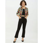 Generic Women's Polyester Floral 3-4th Sleeves Shrug (Multicolor)