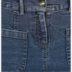 Generic Women's Denim Front Pocket Buttoned Skirt (Blue)