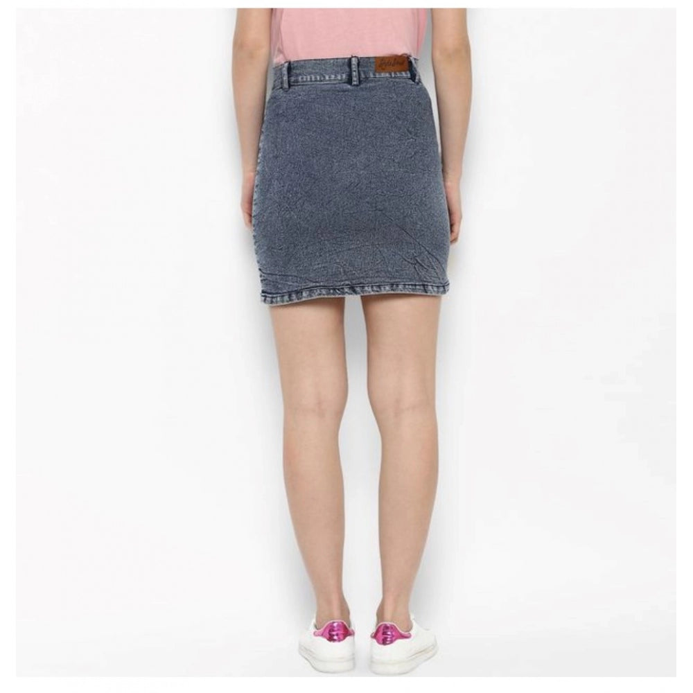 Generic Women's Denim Tie Up Buttoned Skirt (Blue) Secondary image
