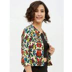 Generic Women's Polyester Floral 3-4th Sleeves Shrug (Multicolor)