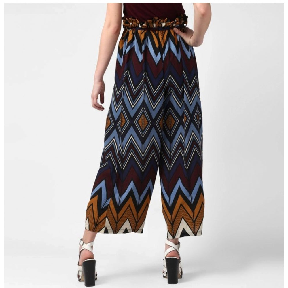Generic Women's Polyester Chevron Elasticated Trousers (Multicolor) Secondary image
