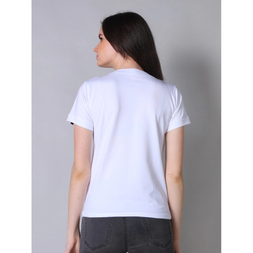 Generic Women's Cotton Blended Solid Round Neck Half Sleeve T-Shirt (White) Secondary image