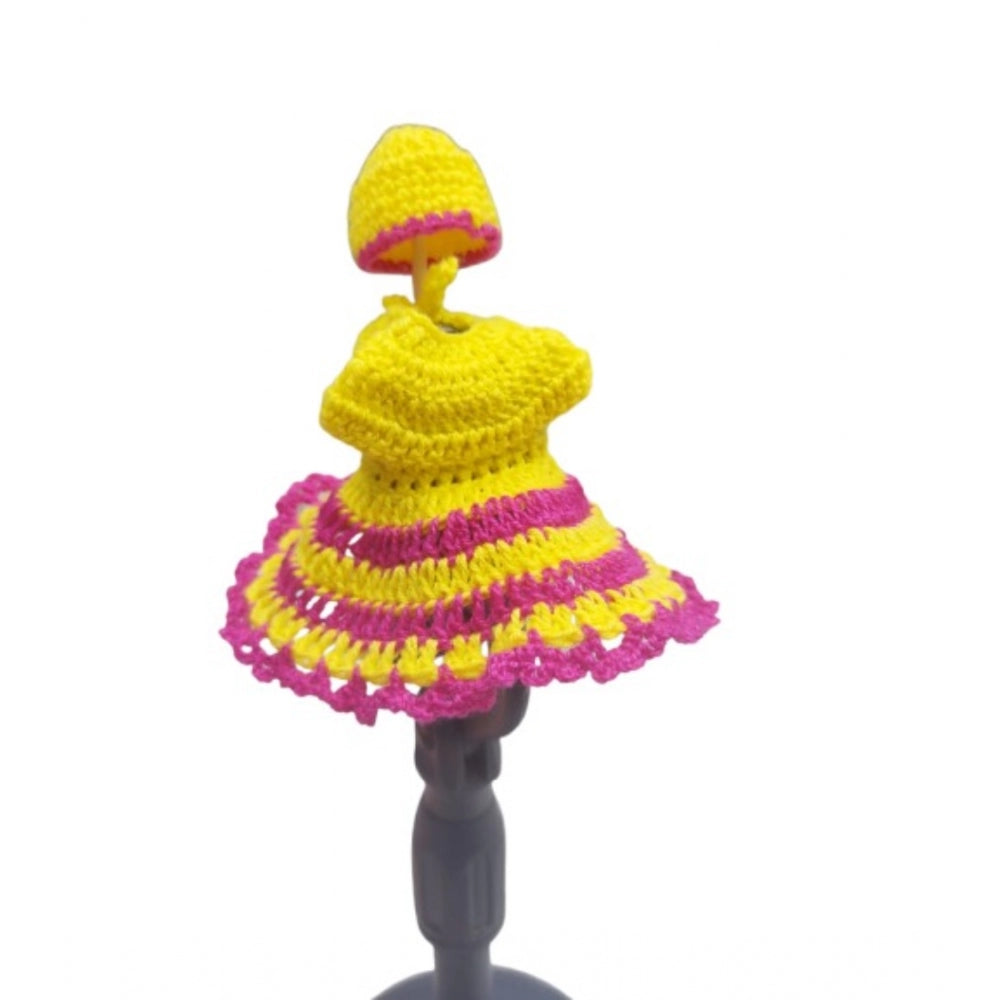Generic Laddu Gopal Tharad Dress Size: 0 To 6 (Yellow-Pink) Main image