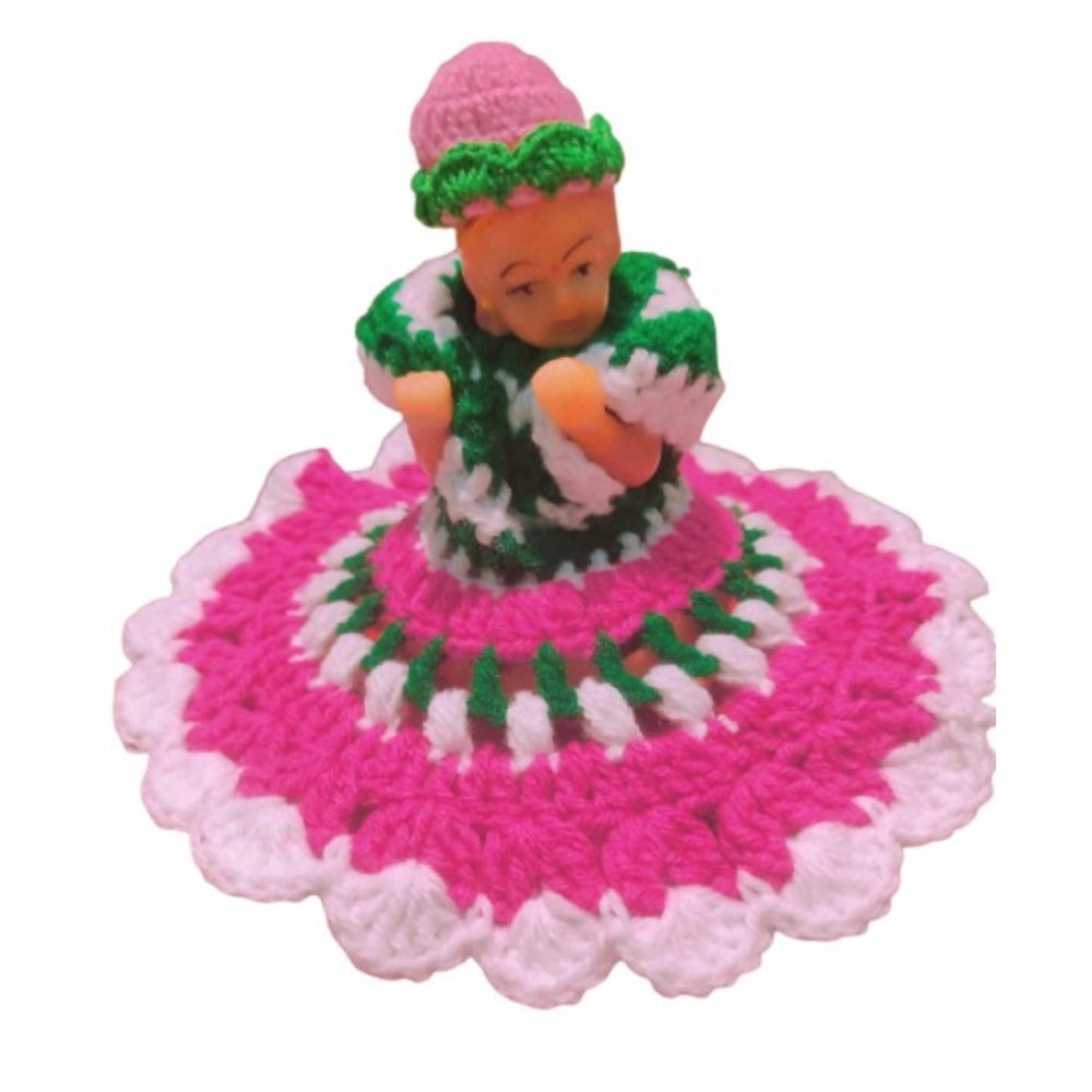 Generic Laddu Gopal Tharad Dress Size: 0 To 6 (Pink-Green) Main image