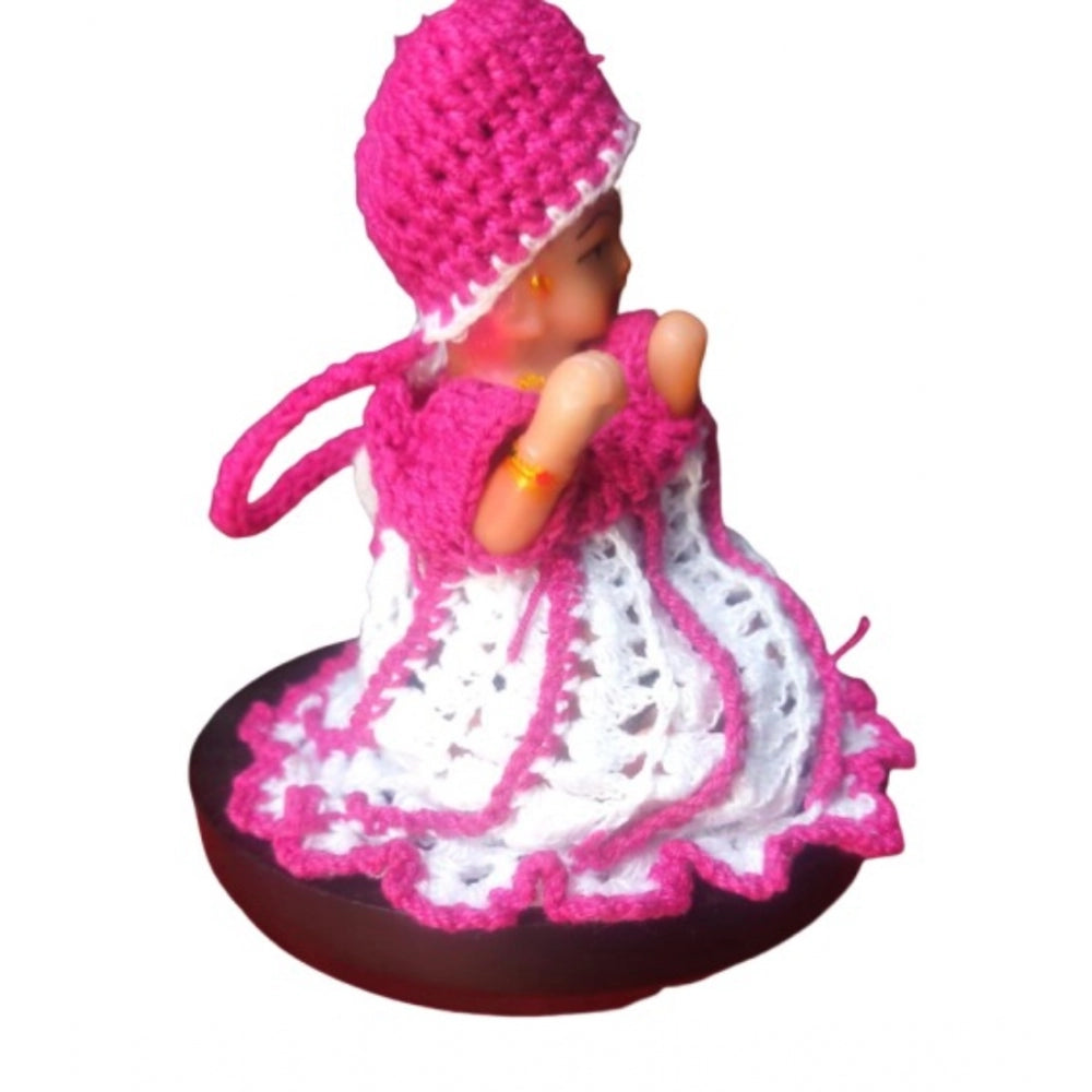 Generic Laddu Gopal Tharad Dress Size: 0 To 6 (Pink-White) Secondary image