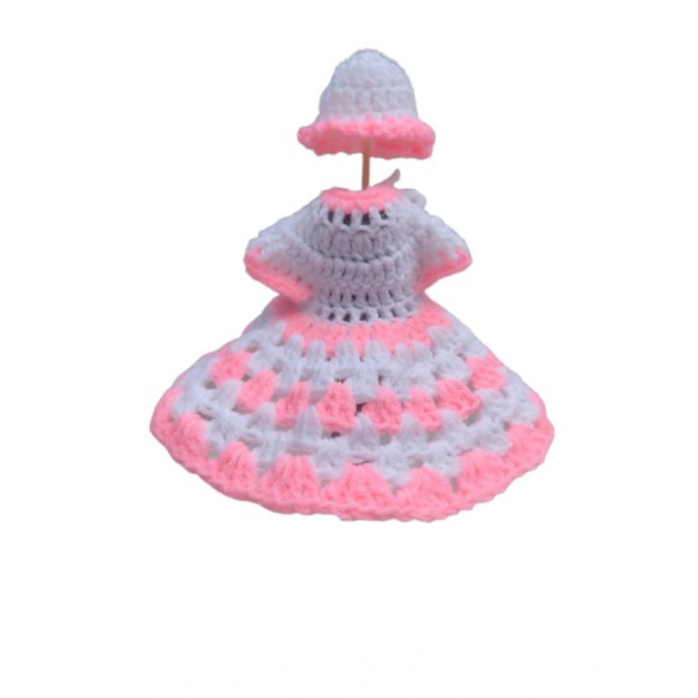Generic Laddu Gopal Tharad Dress Size: 0 To 6 (White-Baby Pink) Main image