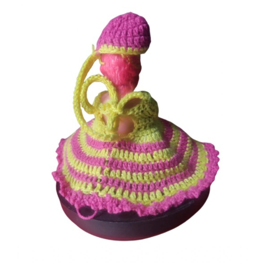 Generic Laddu Gopal Tharad Dress Size: 0 To 6 (Pink-Yellow) Secondary image