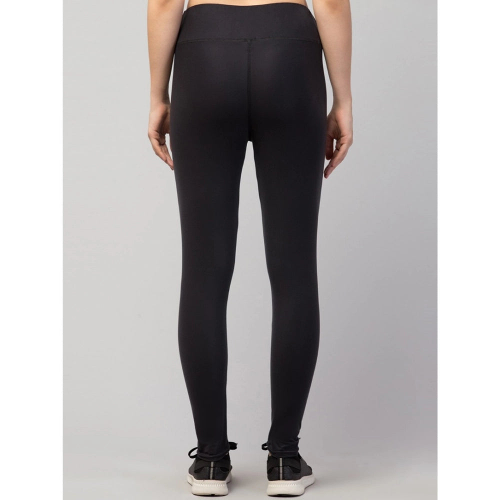Generic Women's Polyester Solid Ankle Length High-Rise Tights (Black) Secondary image