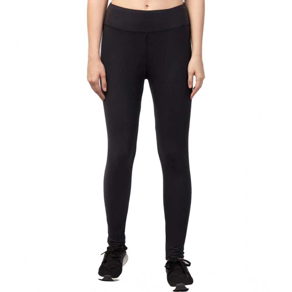 Generic Women's Polyester Solid Ankle Length High-Rise Tights (Black) Main image