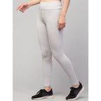 Generic Women's Polyester Solid Ankle Length High-Rise Tights (Light Grey)