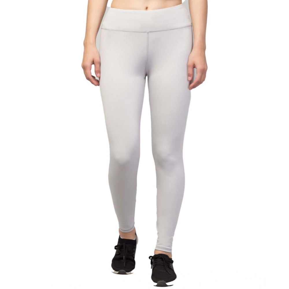 Generic Women's Polyester Solid Ankle Length High-Rise Tights (Light Grey) Main image