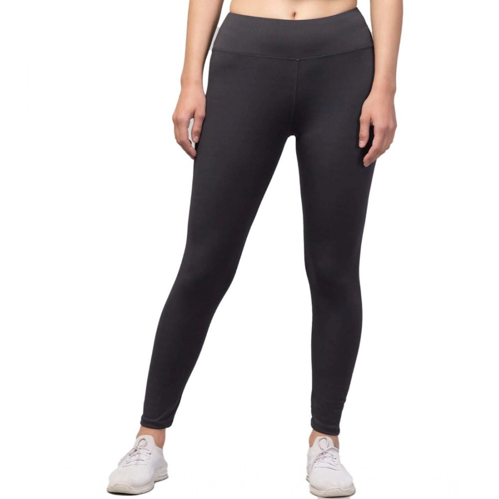 Generic Women's Polyester Solid Ankle Length High-Rise Tights (Grey) Main image