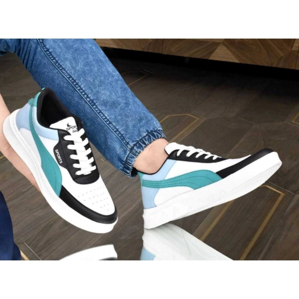 Generic Men's Casual Synthetic Solid Lace-Up Shoes (Blue) Secondary image