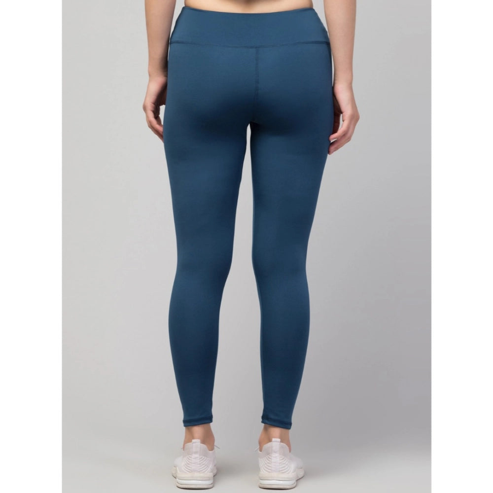 Generic Women's Polyester Solid Ankle Length High-Rise Tights (Teal) Secondary image