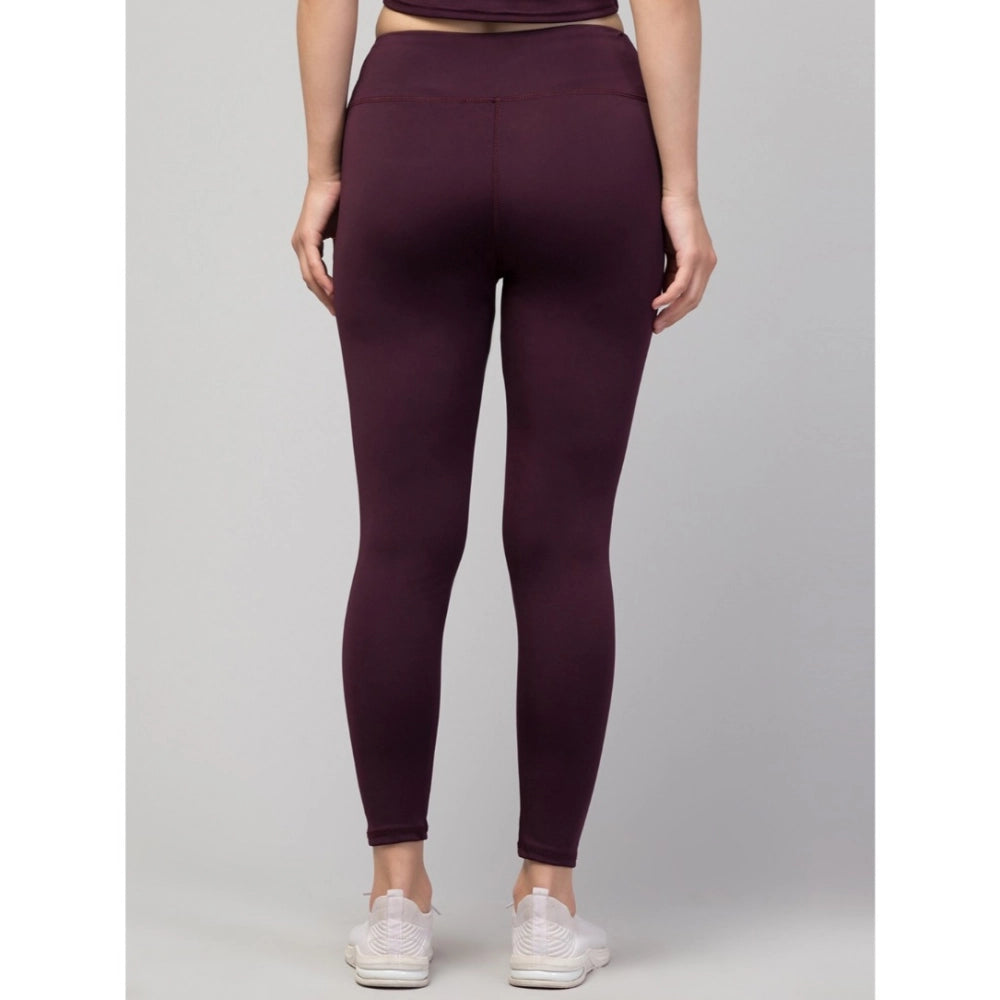 Generic Women's Polyester Solid Ankle Length High-Rise Tights (Purple) Secondary image