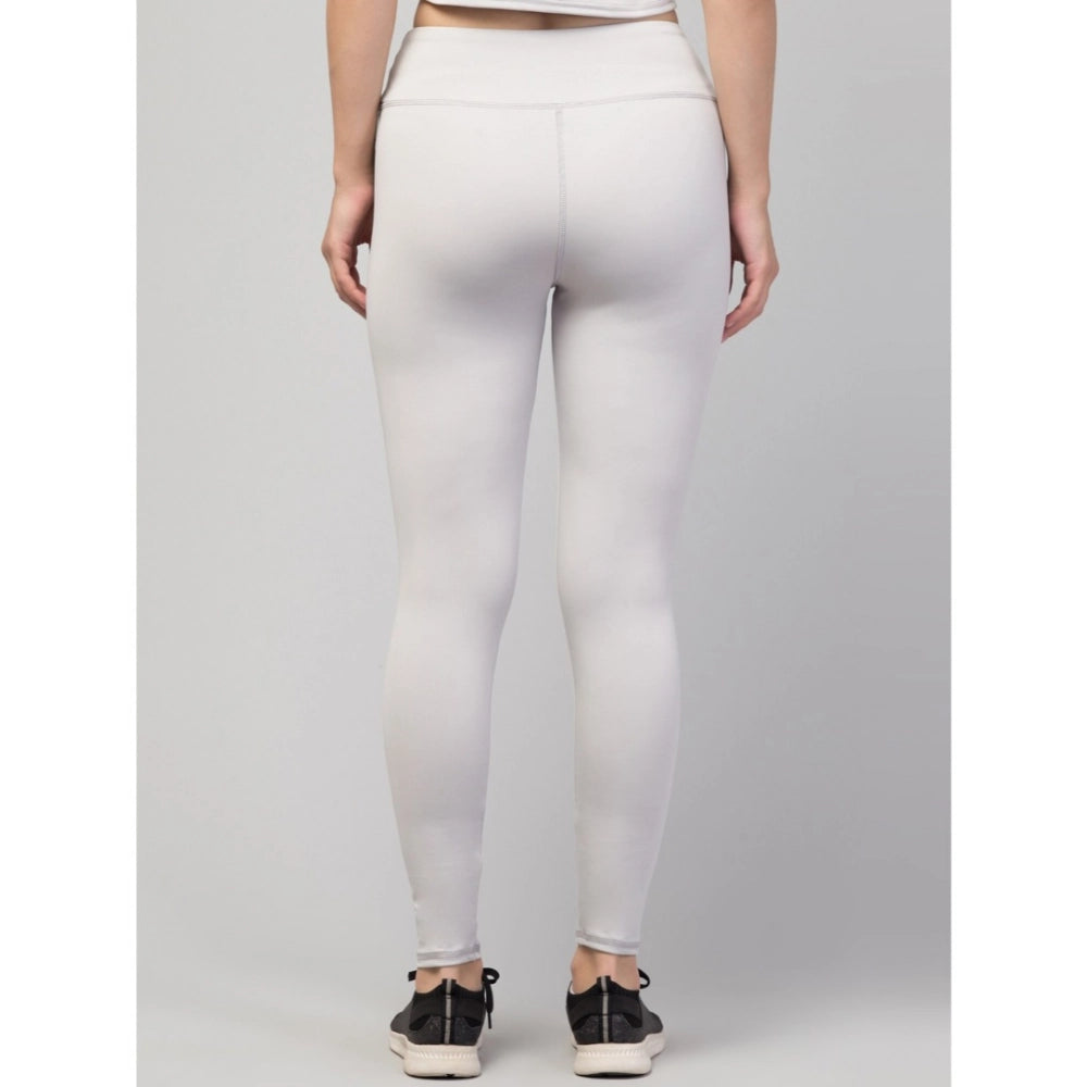 Generic Women's Polyester Solid Ankle Length High-Rise Tights (Light Grey) Secondary image