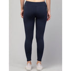 Generic Women's Polyester Solid Ankle Length High-Rise Tights (Navy)