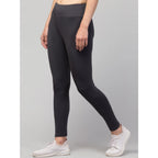 Generic Women's Polyester Solid Ankle Length High-Rise Tights (Grey)