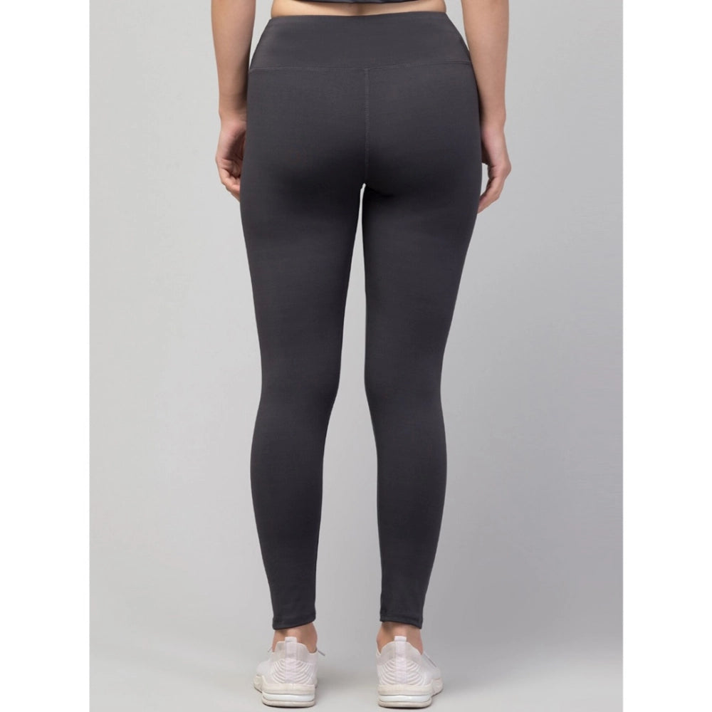 Generic Women's Polyester Solid Ankle Length High-Rise Tights (Grey) Secondary image