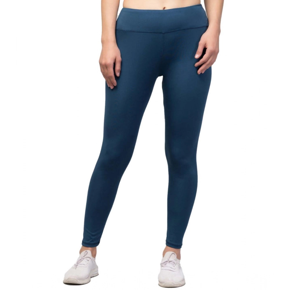 Generic Women's Polyester Solid Ankle Length High-Rise Tights (Teal) Main image