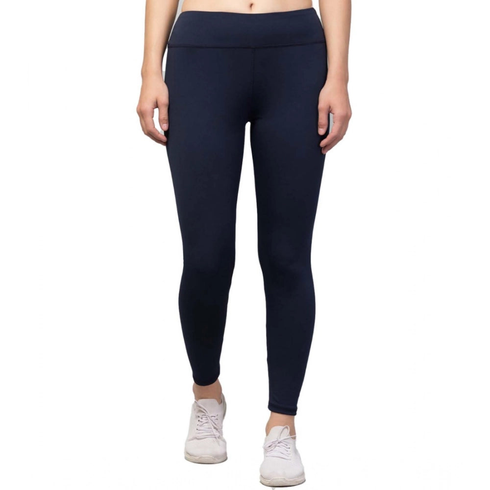 Generic Women's Polyester Solid Ankle Length High-Rise Tights (Navy) Main image