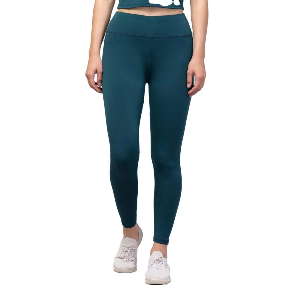 Generic Women's Polyester Solid Ankle Length High-Rise Tights (Green) Main image