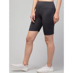 Generic Women's Polyester Solid Above Knee High-Rise Shorts (Grey)