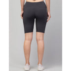 Generic Women's Polyester Solid Above Knee High-Rise Shorts (Grey)