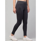 Generic Women's Polyester Solid Ankle Length High-Rise Tights (Grey)