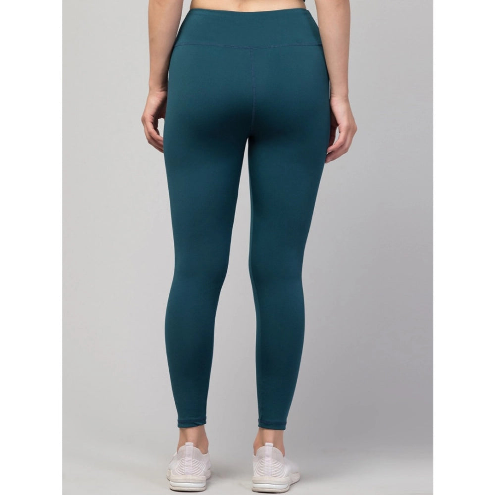 Generic Women's Polyester Solid Ankle Length High-Rise Tights (Green) Secondary image