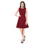Generic Women's Polyester Solid Round Neck Sleeveless Dress (Maroon)