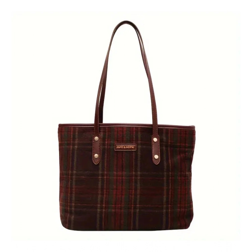 Generic Women's Woolen  Medium Shoulder Zipper Handbag (Red) Main image