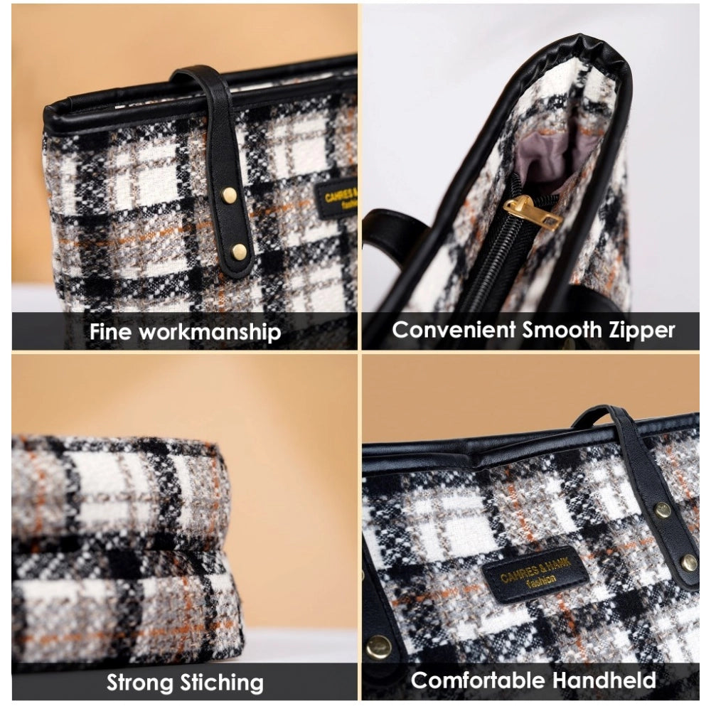 Generic Women's Woolen  Medium Shoulder Zipper Handbag (White)